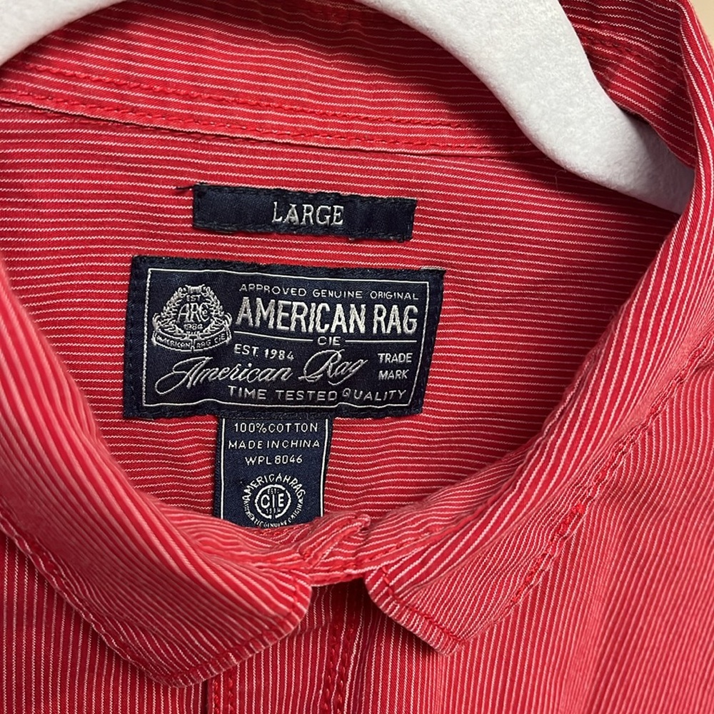 Red American Rag Pinstripe Button-Up Shirt - Picture 2 of 4